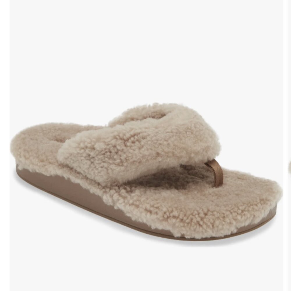 OluKai Genuine Shearling Flip Flop Sandal Slippers